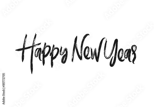 Calligraphy for 2018 New Year  hand drawn lettering on white background.