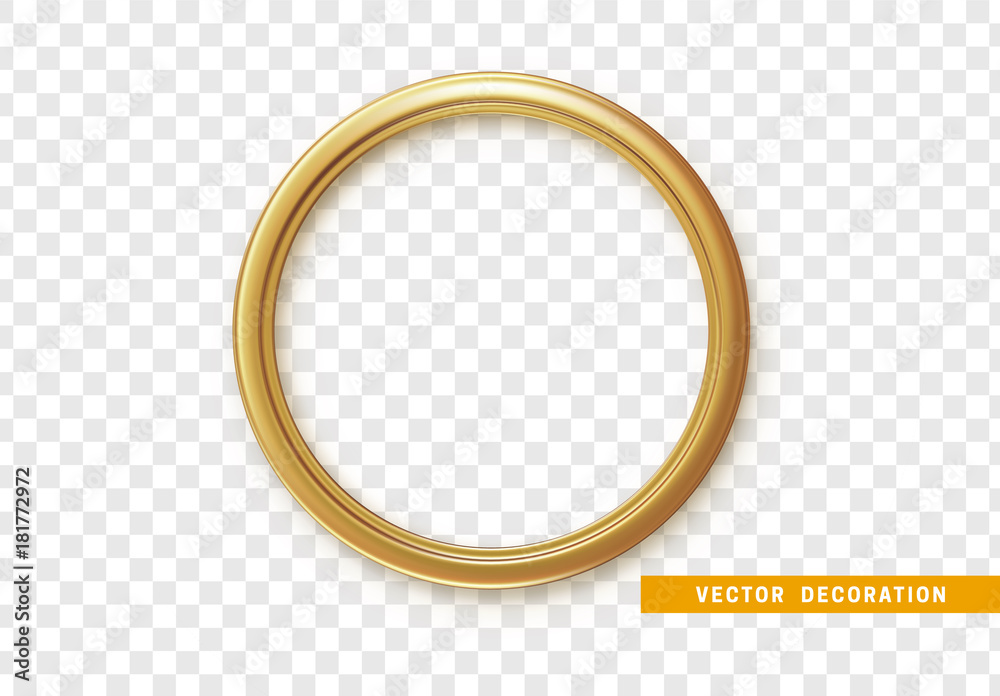 Golden round frame isolated on transparent background. Golden round frame isolated on transparent background.