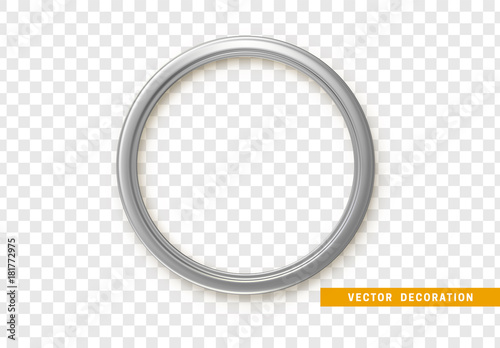 Silver round frame isolated on transparent background.