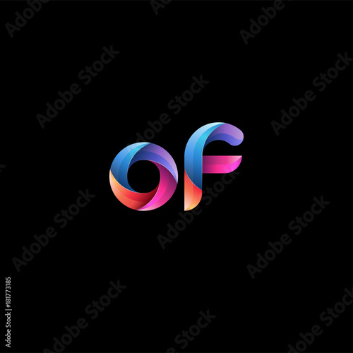 Initial lowercase letter of, curve rounded logo, gradient vibrant colorful glossy colors on black background