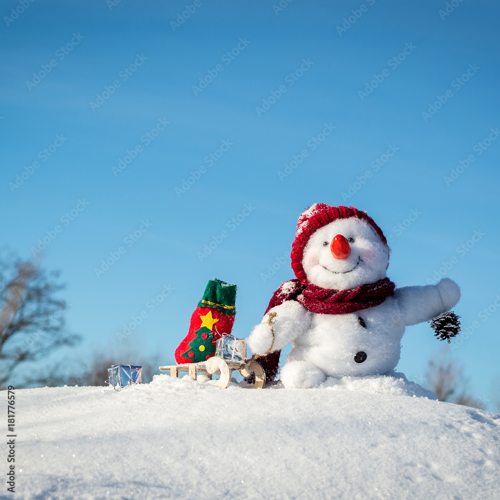 Happy snowman with hat