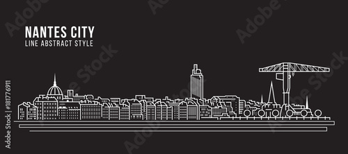 Cityscape Building Line art Vector Illustration design - Nantes city photo