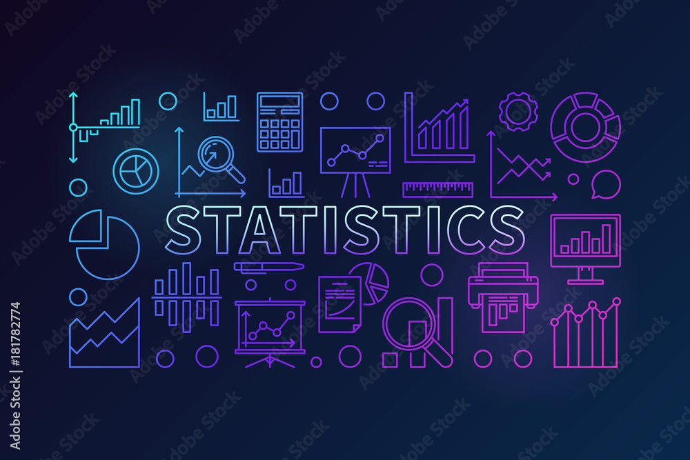 Statistics colorful horizontal vector banner