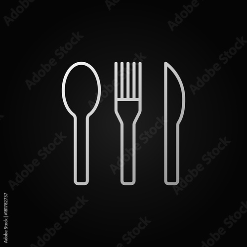Spoon fork and knife linear icon or sign