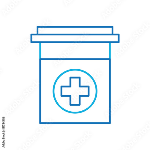 plastic container medicine cross pharmaceutical treatment vector illustration