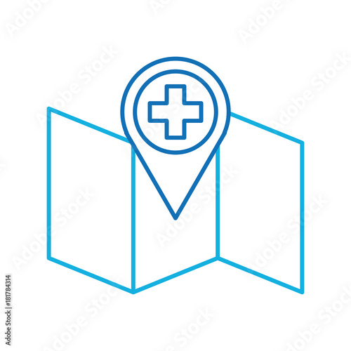 hospital pharmacy pointer on map location icon vector illustration