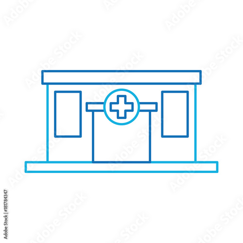 hospital building medical center front view icon vector illustration