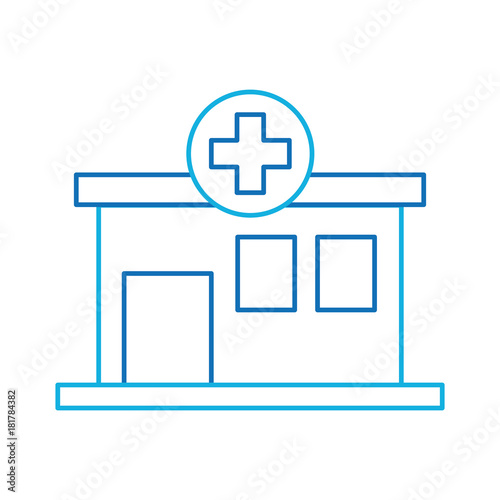 hospital building medical center front view icon vector illustration