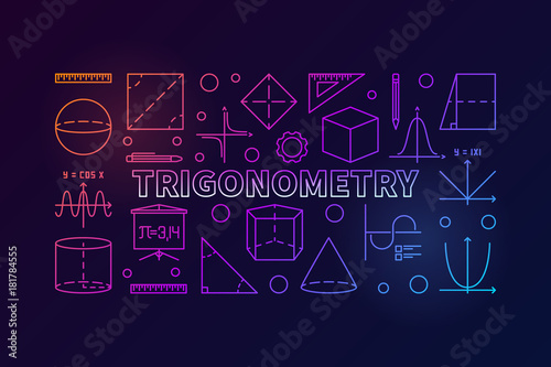 Trigonometry vector colorful banner or illustration photo