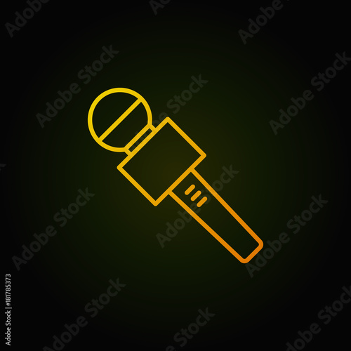 Microphone line vector yellow icon. Mic concept symbol