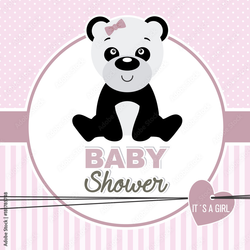 baby shower girl. Cute Panda