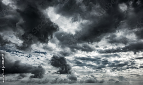 Canvas Print Dramatic thunderstorm clouds background at dark sky