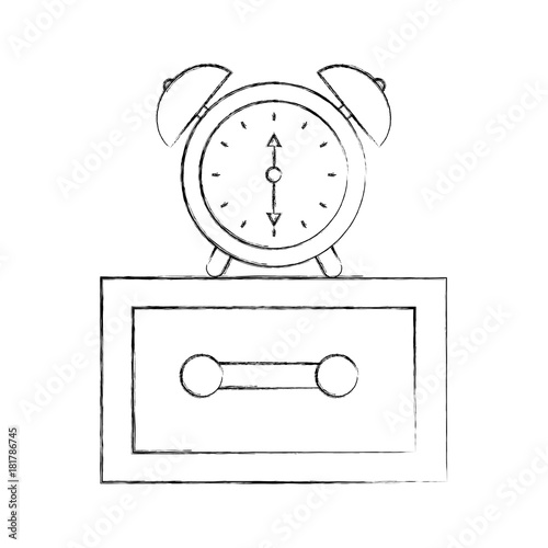 alarm clock on bedside table alert morning vector illustration