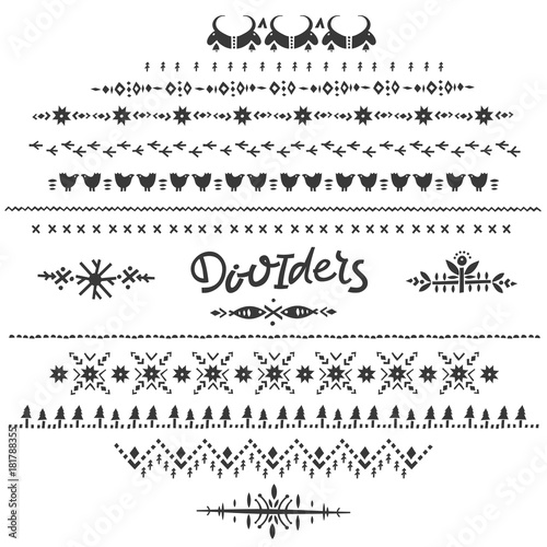Vector set of linear dividers in the nordic style.