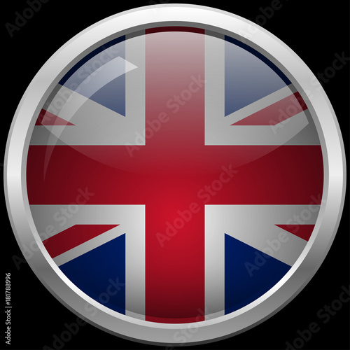 UK flag glass button vector illustration