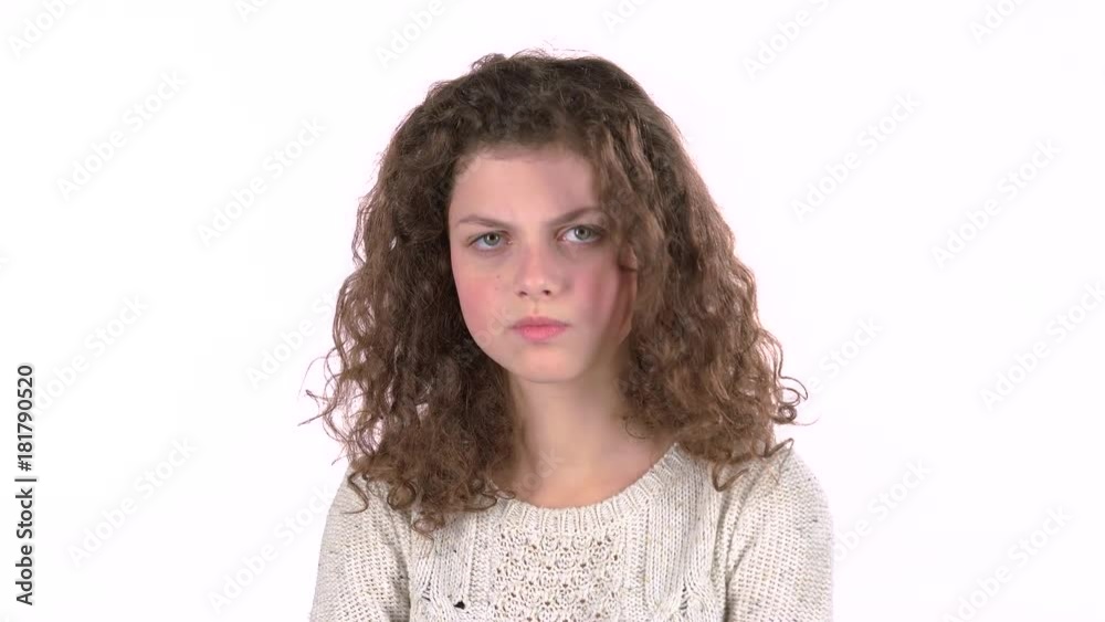 Baby screams for her bad mood, she's angry . White background Baby screams for her bad mood, she's angry . White background