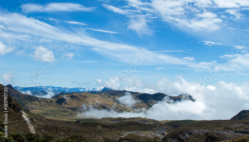 Clouds in the mountain range of the Colombian zone cafetera near the town of Manizales