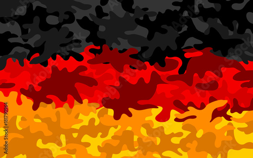 Camouflage pattern in colors of Germany - metaphor of German army, military power and armed forces