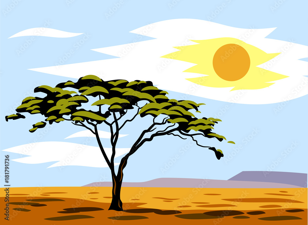 African landscape with a tree