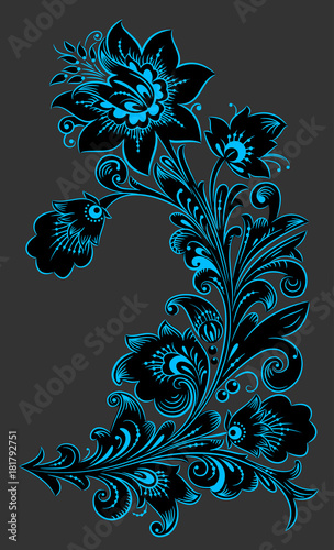 The traditional Russian floral pattern Khokhloma, painted elements