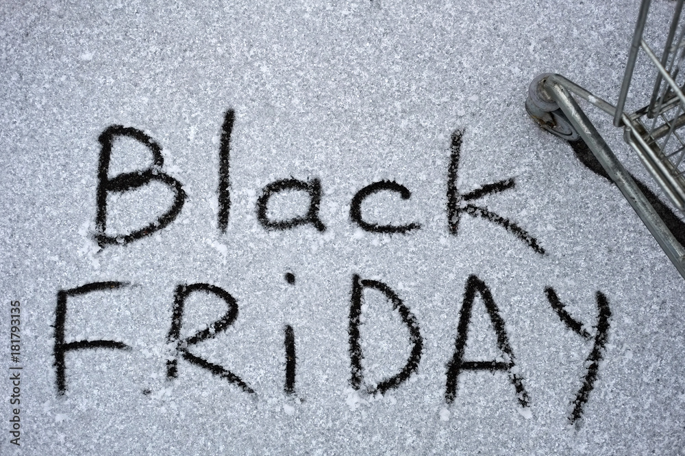 Photo of the inscription on the snow Black Friday. An inscription on the snow is about approaching black Friday. Photo of the inscription on the snow Black Friday. An inscription on the snow is about approaching black Friday.