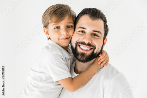 happy father and son together