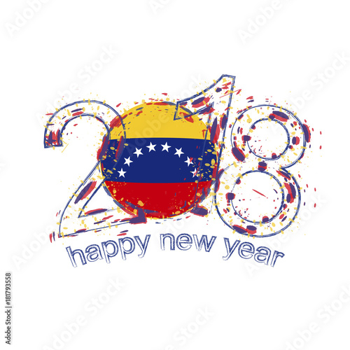 2018 Happy New Year Venezuela grunge vector template for greeting card and other.