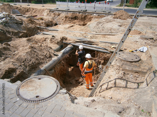 Tiefbauarbeiten in der Stadt