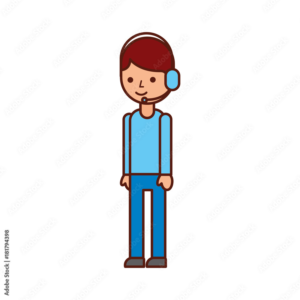 logistic delivery support phone operator in headset icon vector illustration