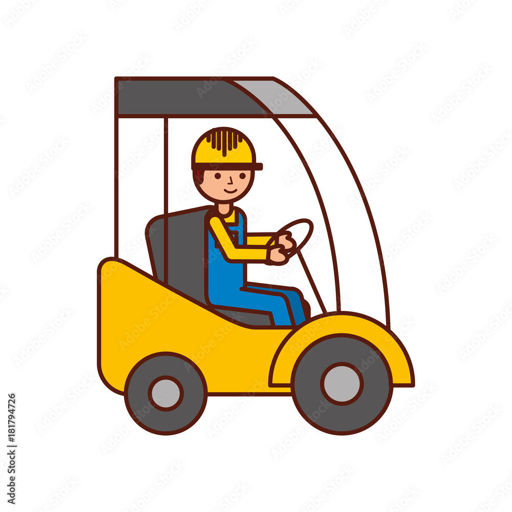 man driving a delivery truck logistic working vector illustration
