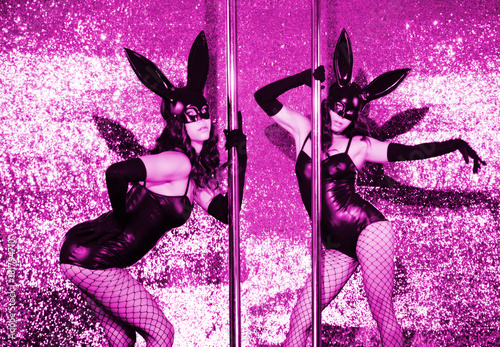 pole dancer bunny ears sexy woman