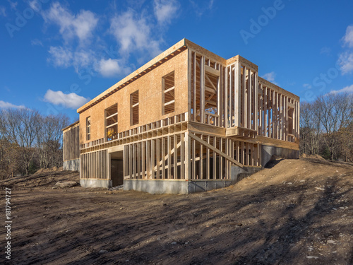 Fototapeta Naklejka Na Ścianę i Meble -  New house construction framing