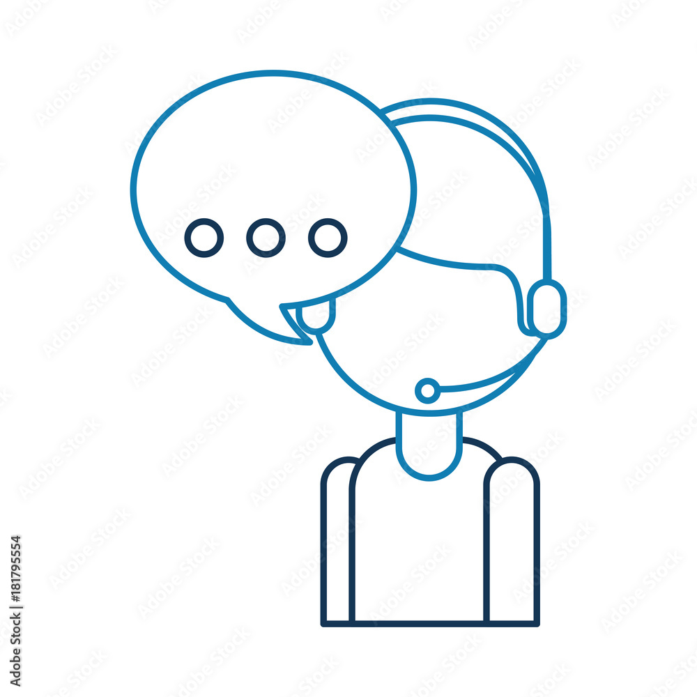 logistic call center operator with headset and speech bubble vector illustration logistic call center operator with headset and speech bubble vector illustration