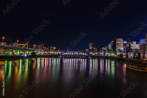 Night Scene,View of Sumida River in Asakusa area, Tokyo, Japan © aon_skynotlimit