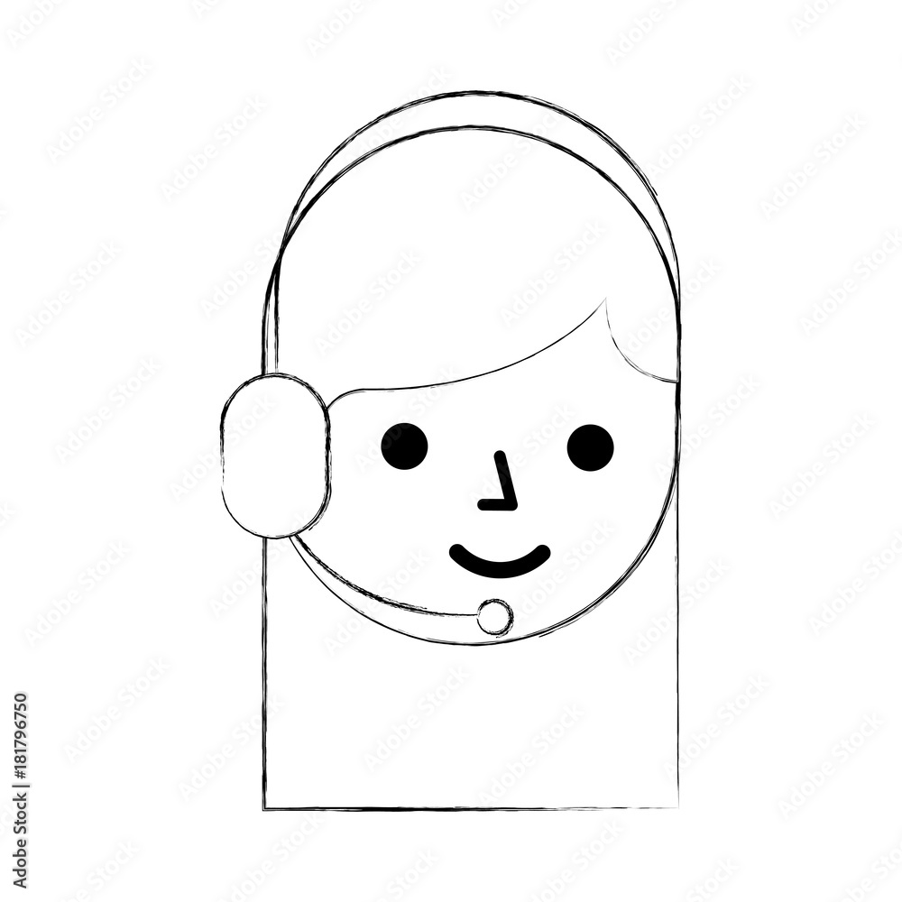 cartoon operator call center using headphones microphone vector illustration cartoon operator call center using headphones microphone vector illustration