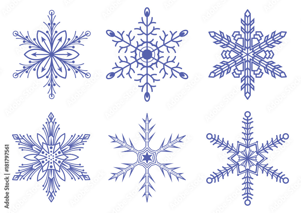 set of vector snowflakes set of vector snowflakes