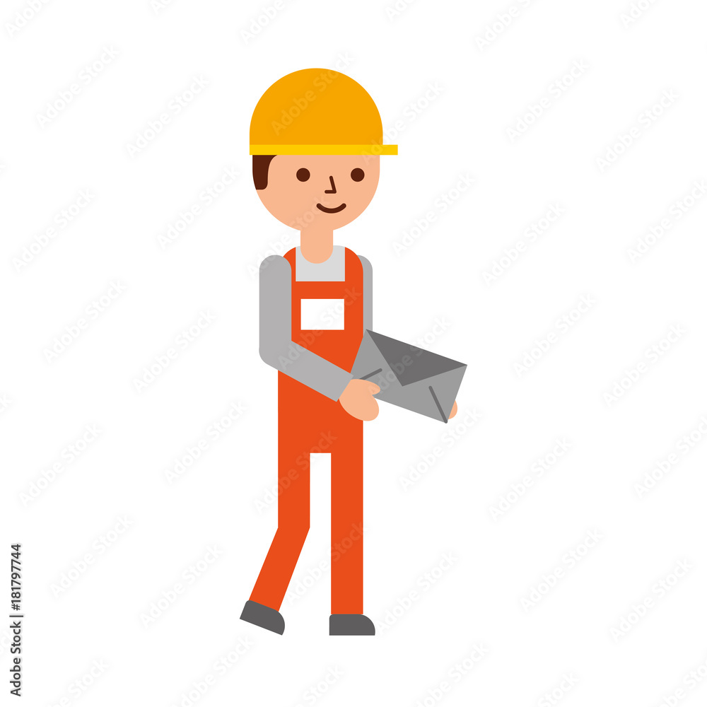 delivery man standing and holding envelope courier in uniform at work character vector illustration