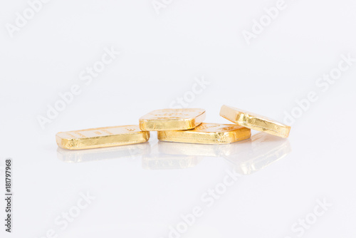 The gold bar on white background with clipping path photo