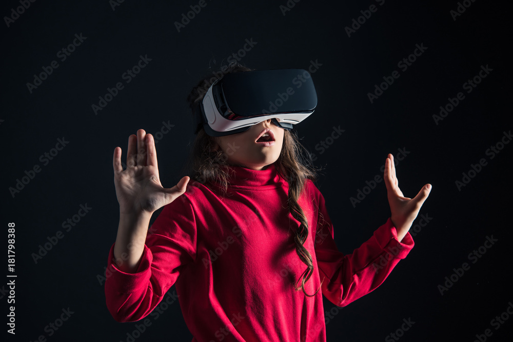 Surprised kid in VR headset Surprised kid in VR headset