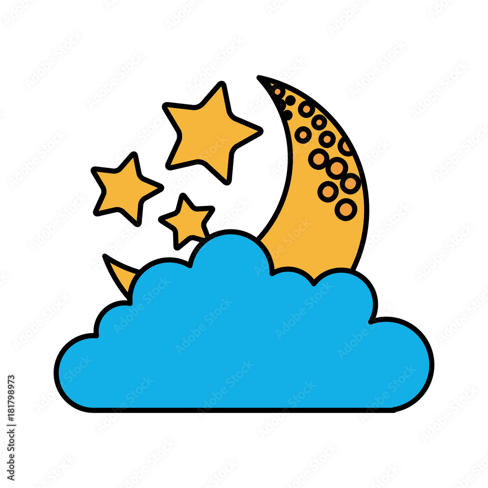 cloud sky with mon and stars vector illustration design cloud sky with mon and stars vector illustration design