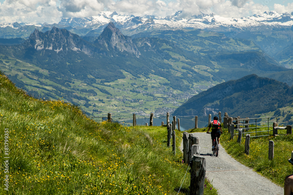 Biking on Mt. Rigi, Switzerland
