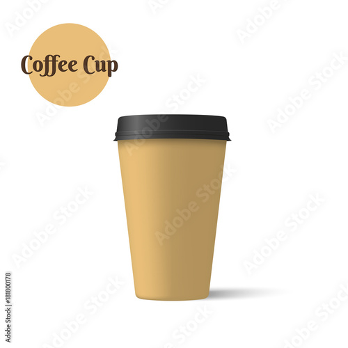 Realistic coffee cup isolated on a white background. Paper cup mockup. Vector illustration