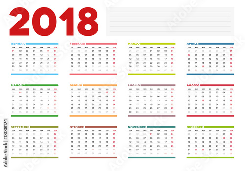 Obraz na płótnie Calendario Planner 2018