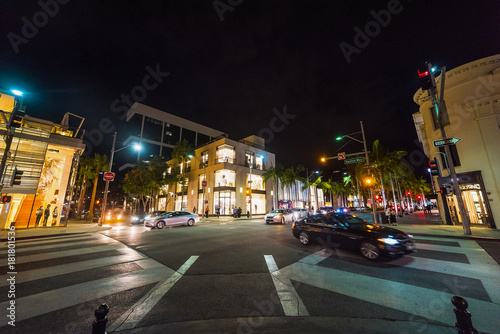 Rodeo Drive and Dayton way crossroad by night