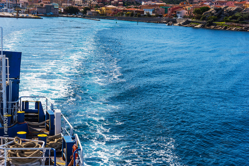 Ferry boat wake in Sardinia