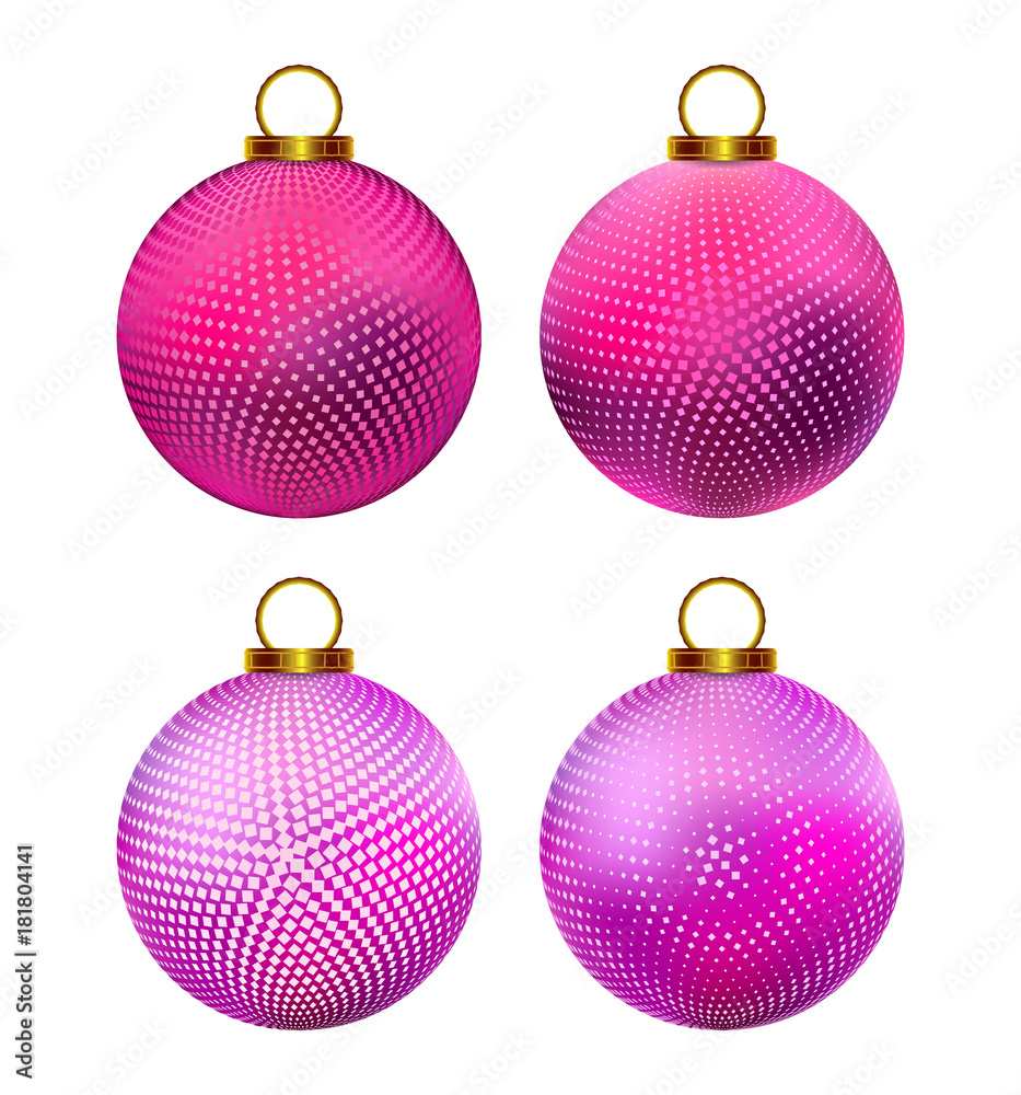 Set of Christmas balls with decorative pattern. Xmas, new year decoration. Isolated on white. Set of Christmas balls with decorative pattern. Xmas, new year decoration. Isolated on white.