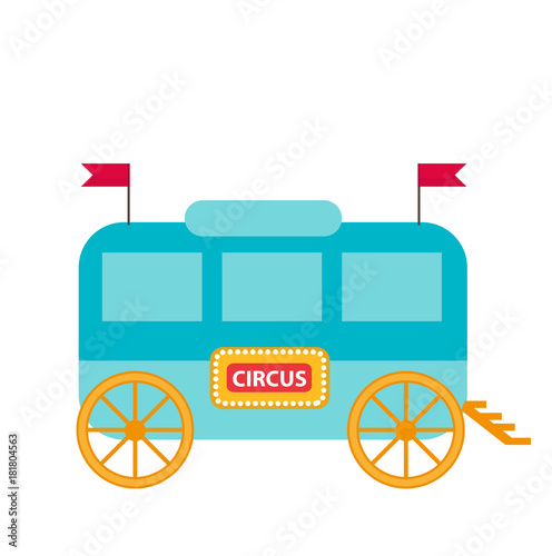 Circus trailer, wagon icon flat style , isolated on white background. Vector illustration