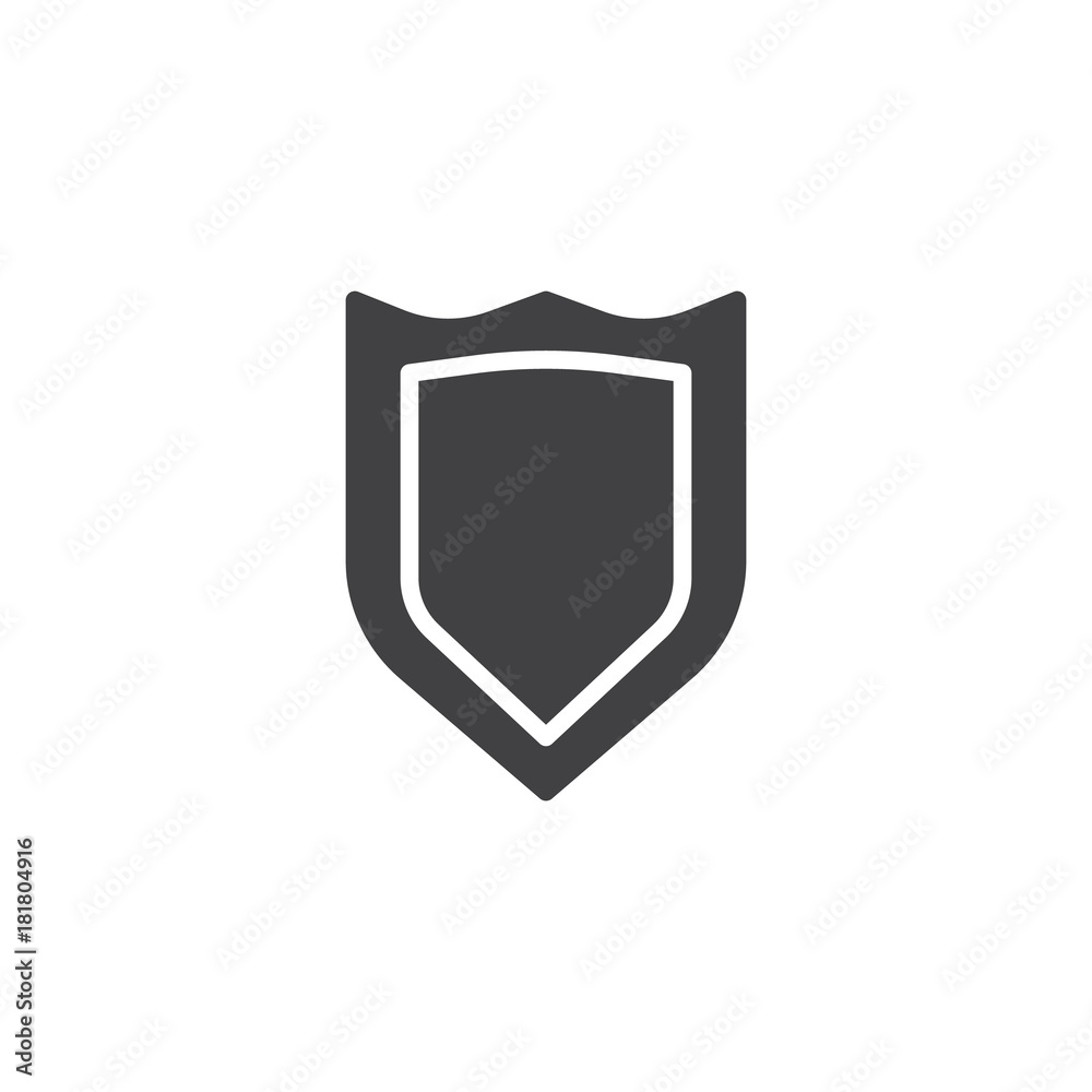 Security shield icon vector, filled flat sign, solid pictogram isolated on white. Protection symbol, logo illustration.