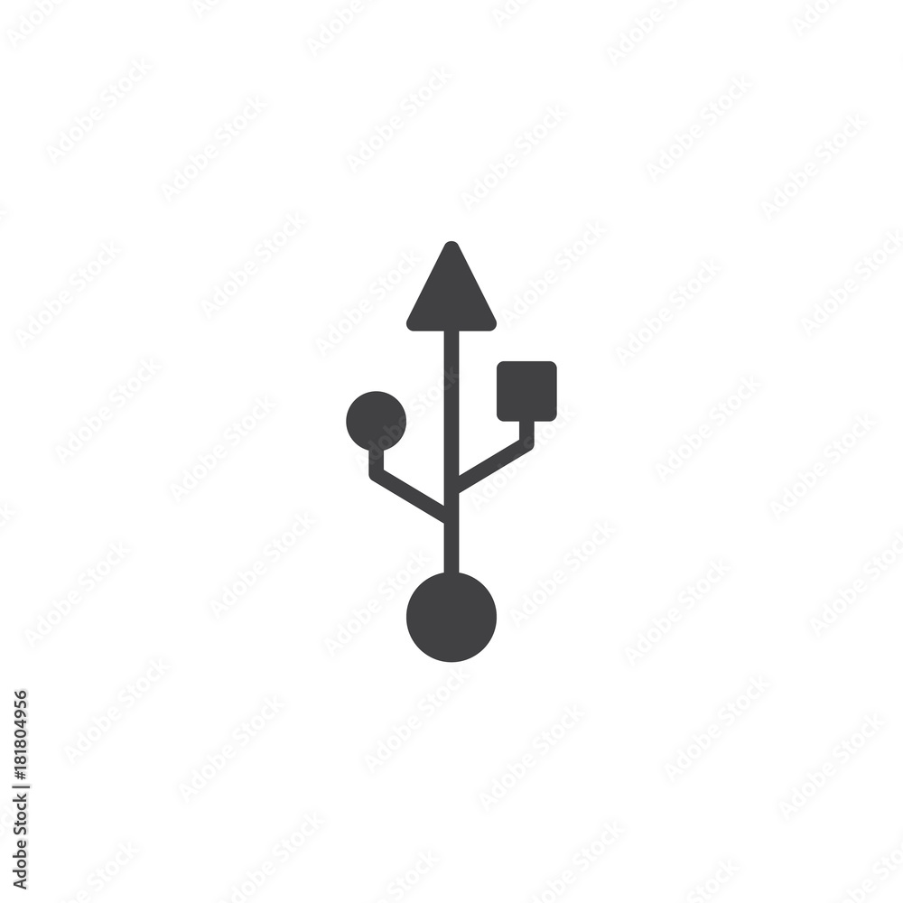 USB connection icon vector, filled flat sign, solid pictogram isolated on  white. Port usb symbol, logo illustration. Stock Vector | Adobe Stock