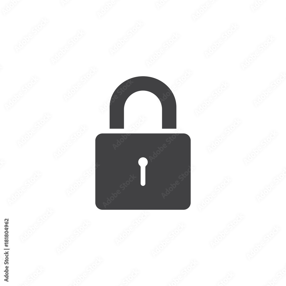 Padlock icon vector, filled flat sign, solid pictogram isolated on white. Closed lock symbol, logo illustration. Padlock icon vector, filled flat sign, solid pictogram isolated on white. Closed lock symbol, logo illustration.